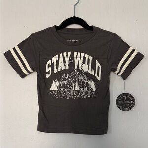 Tiny Whales “Stay Wild” Tee - charcoal 18-24mo